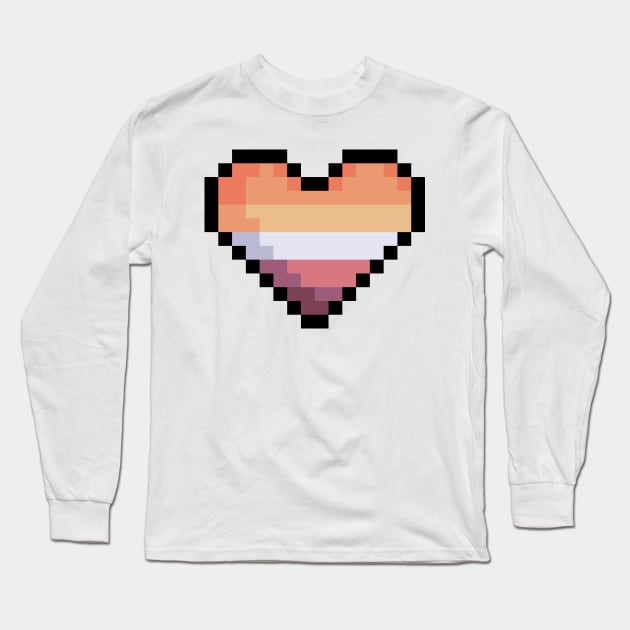 Pixel Lesbian Flag Heart Long Sleeve T-Shirt by rafagars